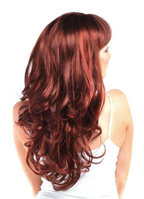 Ladies Wavy Extra Long Auburn Red Mix Wig Forever Young
