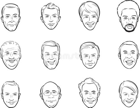 Whiteboard Drawing Cartoon Avatar Smiling Men Faces