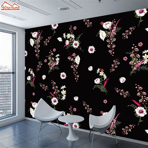 Shinehome Black White Floral 3d Wallpaper For Walls 3 D Living Room