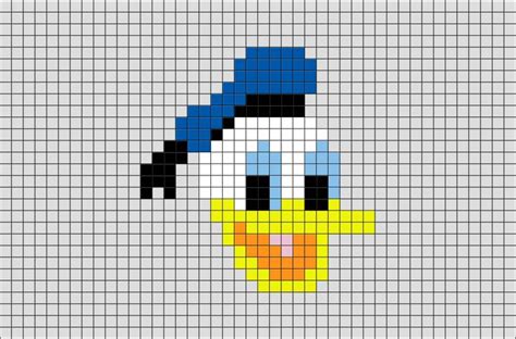 Donald Duck Pixel Art Pixel Art Pattern Pixel Art Tiny Cross Stitch