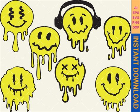 Drip Smiley Svg Dripping Smiley Svg Drippy Smile Svg Etsy