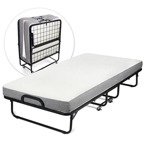 Milliard Diplomat Rollaway Folding Twin Size Guest Bed With Luxurious Memory Foam Mattress And