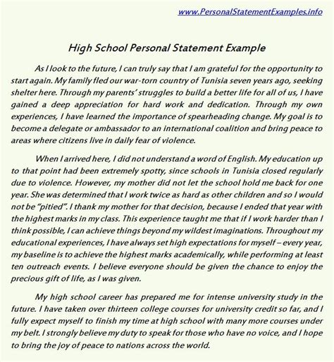 An Orange And White Paper With The Words High School Personal Statement