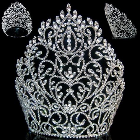 Rhinestone Miss Beauty Queen Pageant Crown Silver Tiara Pageant