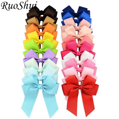 20pcslot Korean Grosgrain Ribbon Bow Hair Clips Boutique Mini Bow For