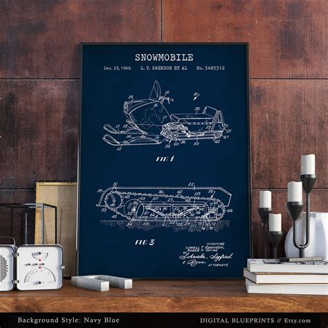 Vintage Snowmobile Blueprint Snowmobile Patent Print Etsy Canada