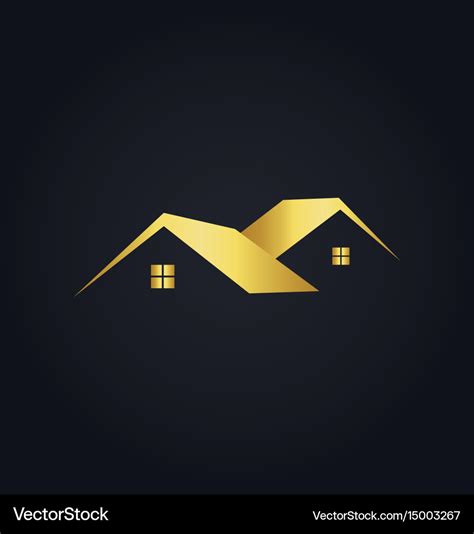 Simple House Icon Gold Logo Royalty Free Vector Image
