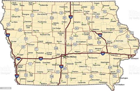 Iowa Highway Map Stock Illustration Download Image Now Iowa Map