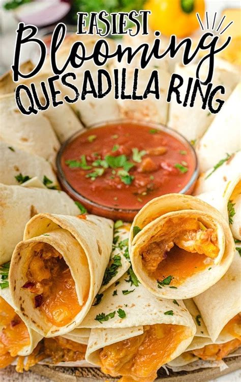 Taco filling nestled in a crescent ring. Blooming Quesadilla Ring - Spaceships and Laser Beams