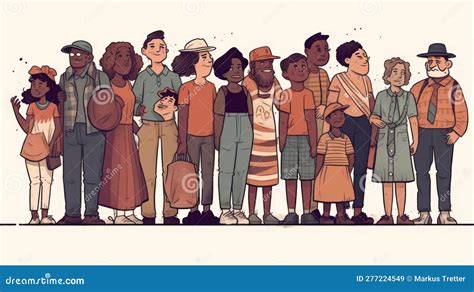 A Line-up Of People Of Different Ages Races And Genders Standing