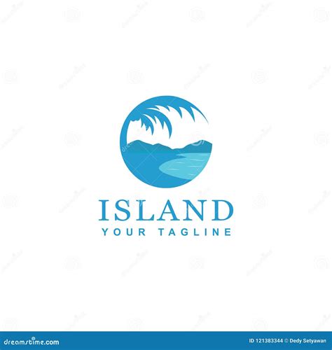 Blue Island Logo Design Design Beach Circle Theme Stock Vector