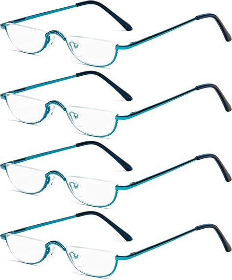 kokobin half reading glasses 4 pack half rim metal frame glasses spring hinge