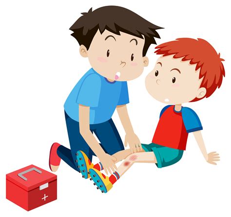 A Man Helping A Boy First Aid 297104 Vector Art At Vecteezy