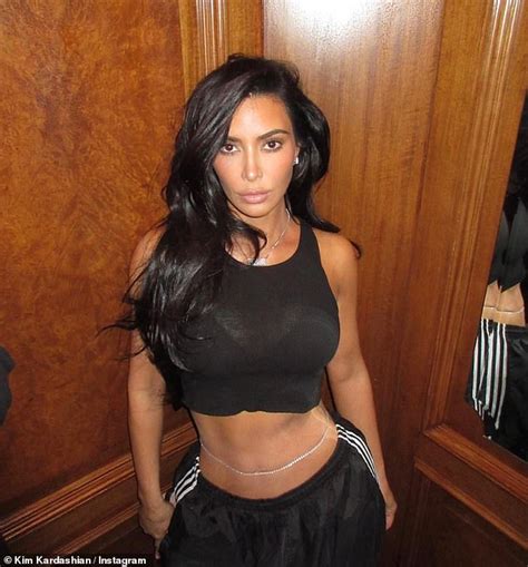 Kim Kardashian Shows Off Her Toned Abs In Crop Top And Low Rise Track