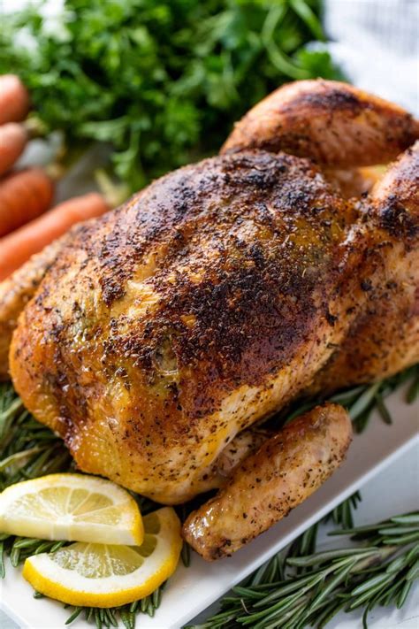 Place the chicken in the bag and then into a roasting pan. Bake A Whole Chicken At 350 : How To Roast A Whole Chicken Just A Pinch Recipes - Begin by ...