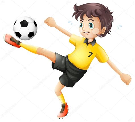 Un niño pateando el balón de fútbol Vector de stock interactimages