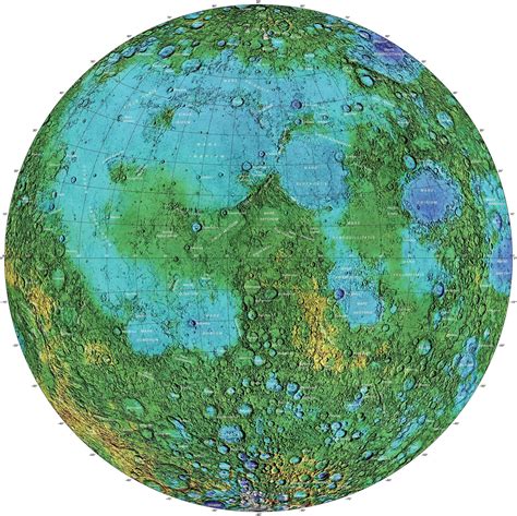 Topographic Map Of The Moon Map
