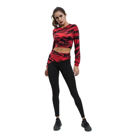 2018 sport yoga suit camouflage color slim suit fitness outdoor exercising running yoga workout