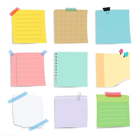 Colorful Reminder Paper Notes Vector Set Free Image By