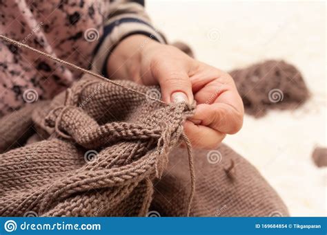 Knitting Close Up Stock Photo Female Hands Knit A Sweater Stock Photo