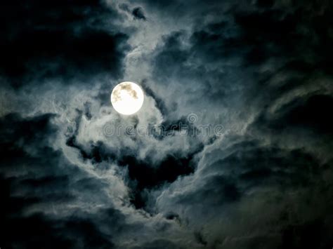 Mysterious Night Sky With Moon Stock Photo Image Of Heavens Mystic