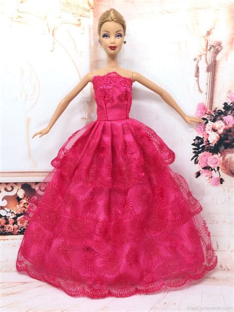 Nice Barbie Doll Wearing Red Dress Image