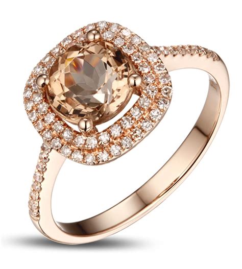 2 Carat Morganite And Diamond Halo Engagement Ring In Rose Gold