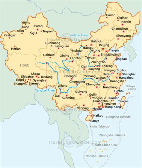Map Of China With Major Cities And Rivers Campus Map