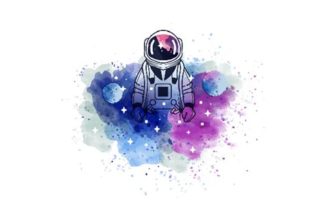 Astronaut With Planets And Stars Watercolour Svg Cut File By Creative