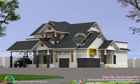2892 Square Feet Sloping Roof House Plan Kerala Home Design And Floor