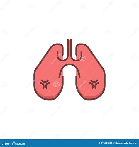 Human Lungs Vector Icon Symbol Isolated On White Background Stock