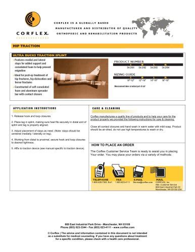 The coreflex universal bucks traction splint is constructed of soft convoluted foam, and features a polyester pile leg and heel rest. Contender™ Post-Op Knee Brace - Corflex - PDF Catalogs | Technical Documentation