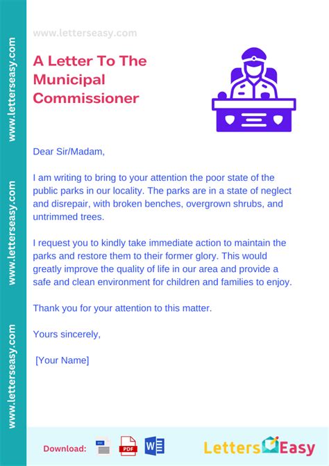 How To Write A Letter To The Municipal Commissioner 10 Examples