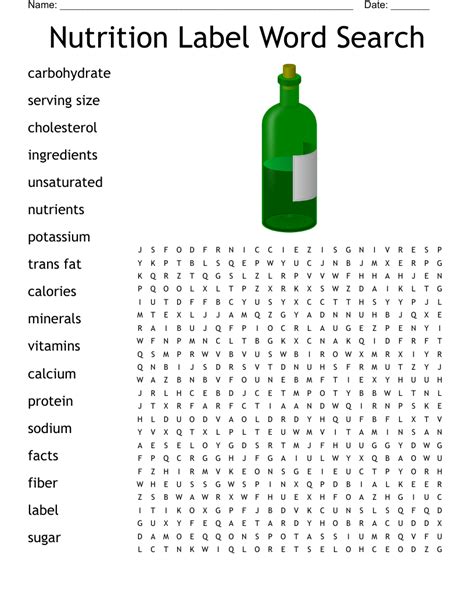 Nutrition Label Word Search Wordmint