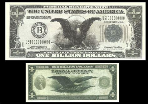 One Billion Dollar Bald Eagle Novelty Bill Item 14 368 Dollar Bill