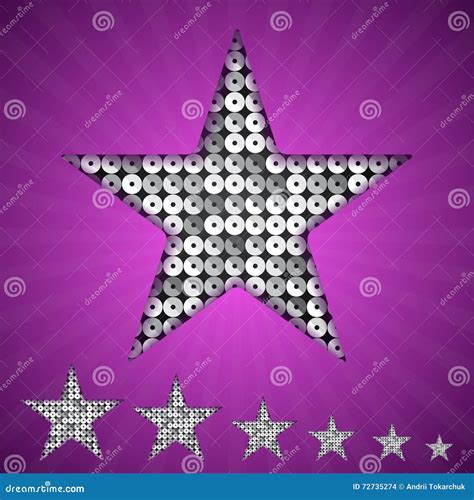 Vector Silver Star With Elements Of Sequins Stock Vector