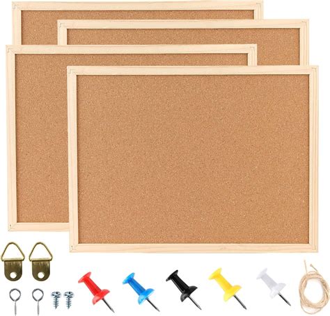 Kohand 4 Pack 30 X 40cm Cork Boards Square Bulletin Board Pins Large