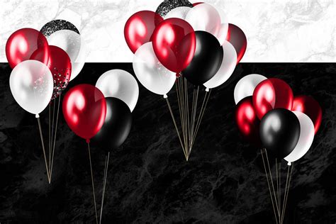 Red Black And White Balloons Clipart Pre Designed Photoshop Graphics