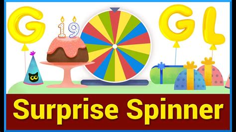 The google search page has a spinner wheel which features games. Google Birthday Surprise Spinner - YouTube