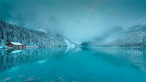 Lake Louise In Winter Banff National Park Wallpaper Backiee