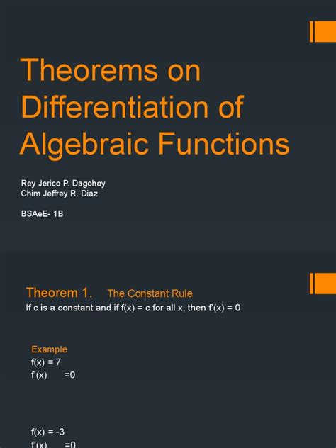 Theorems On Differentiation Of Algebraic Functions Pdf Derivative