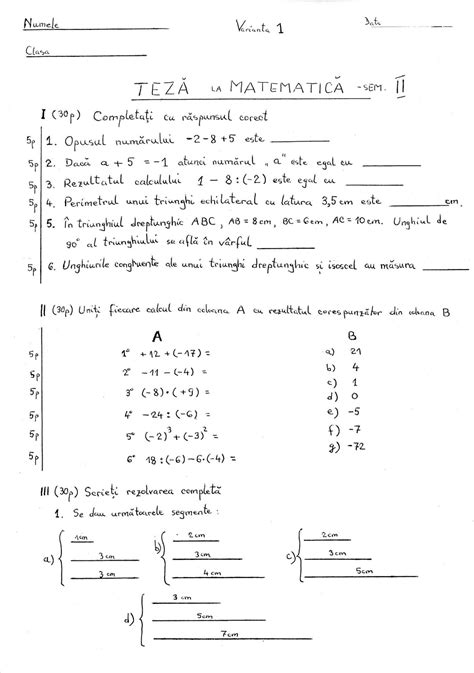 Ogeometrie Teza La Matematica Clasa 6 Semestrul 2