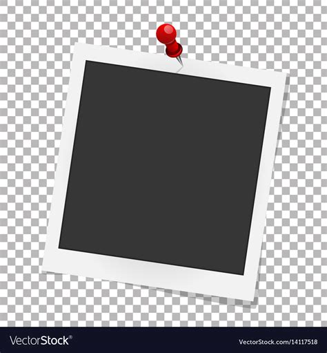 Realistic Photo Frame On Red Pin Template Vector Image