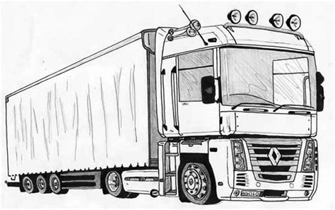 3 semi truck coloring pages. Semi Truck Drawing Coloring Page - Download & Print Online ...