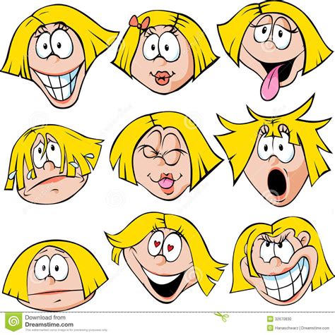 Woman Emotions Illustration Of Woman With Many F Stock