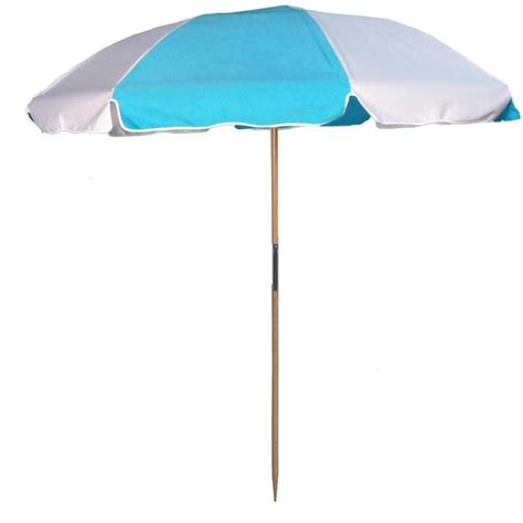 75 Ft Wood Beach Umbrella Sunbrella Aruba And Oyster Color Fabric