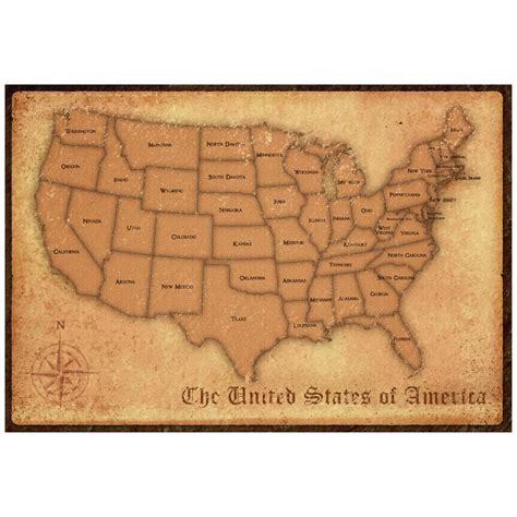 United States Vintage Style Map Poster 19x13