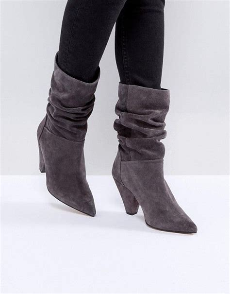 Asos Cianna Suede Slouch Cone Heel Boots Asos Boots Yeezy Shoes Women Asics Running Shoes