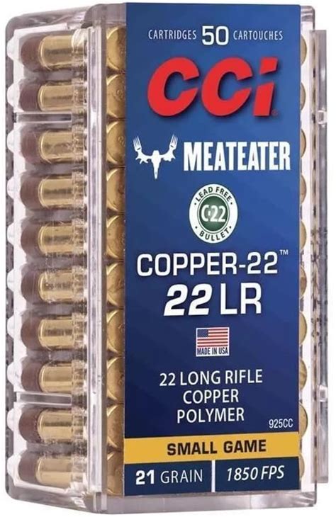 Cci Copper 22 Rimfire Ammo Copper Polymer 22 Lr 21gr Rn 50rds Box
