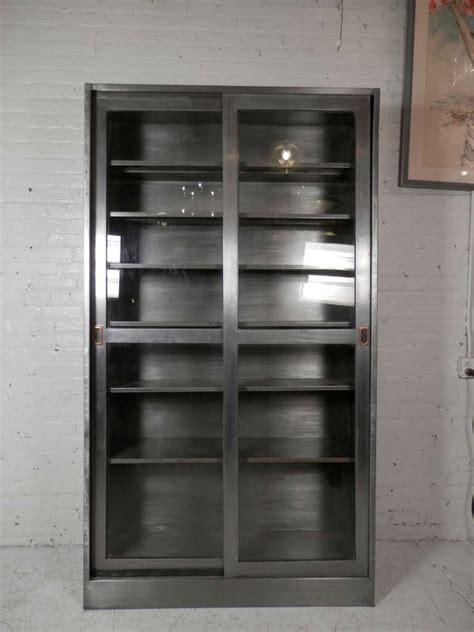 Large Glass Door Metal Cabinet At 1stdibs